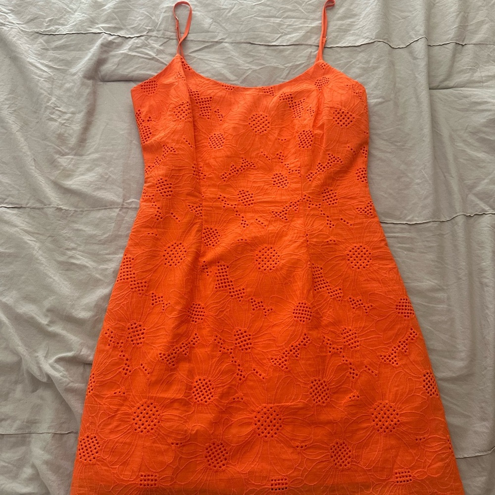 Lulu's Vibrant Orange Lace Mini Dress